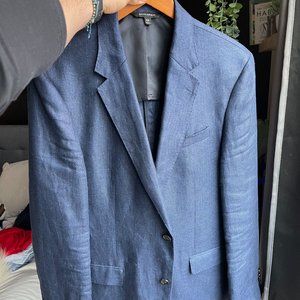 BANANA REPUBLIC MENS LINEN BLAZER BLUE SIZE 42R SLIM FIT